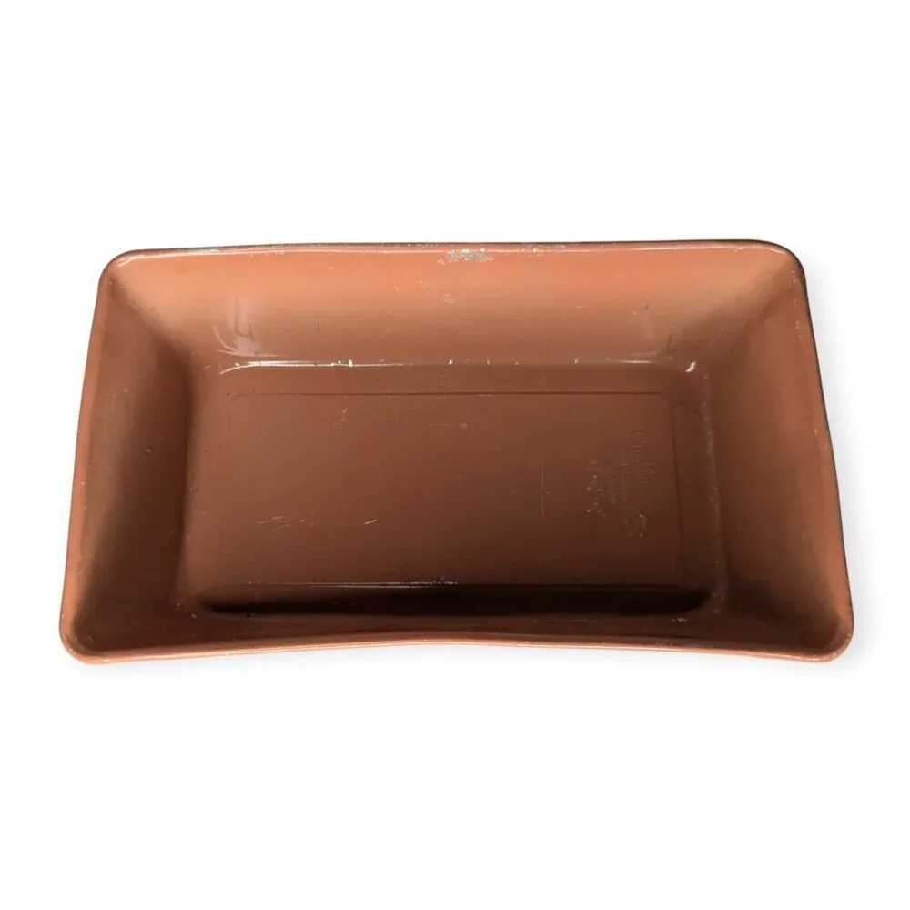 Vintage Bake King Light Terracotta Enameled Aluminum Rectangle Cake Pan